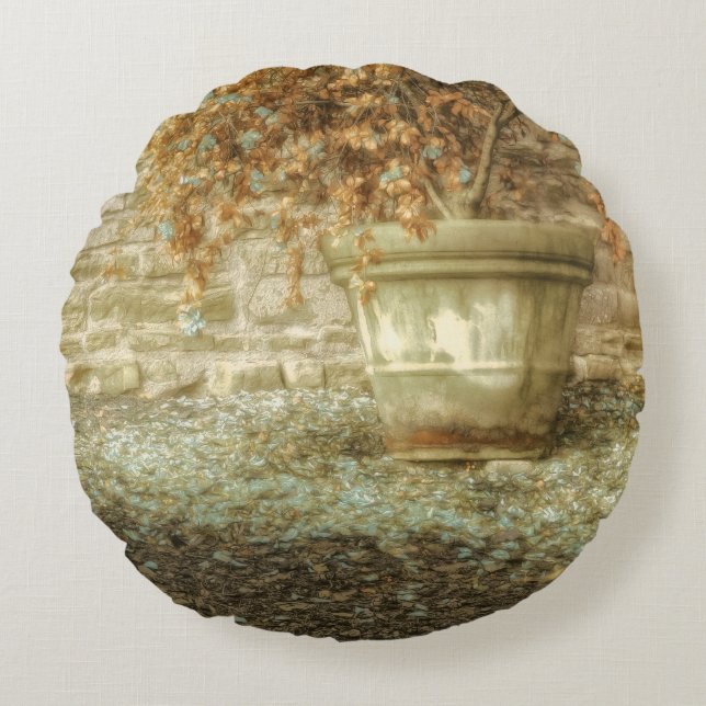 Rustic Autumn Garden Round Pillow (Front)
