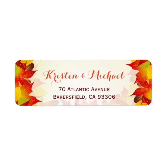 Rustic Autumn Gold Red Leaves | Fall Season RSVP Return Address Label