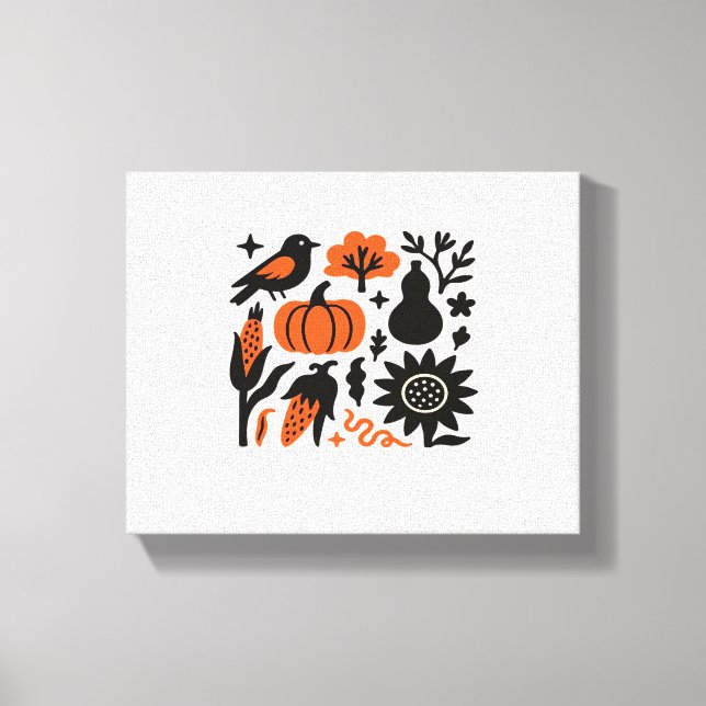 Rustic Autumn Harvest Folk Classic T-Shirt Canvas Print (Front)