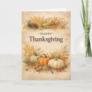 Rustic Autumn Harvest Happy Thanksgiving Card