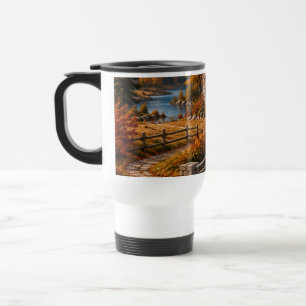 Rustic Autumn Lake Landscape Travel Mug – Cozy