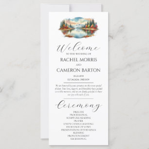Rustic Autumn Lakeside Forest Wedding Programme