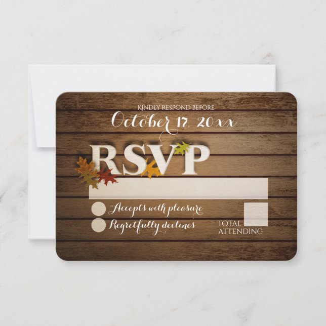 Rustic Autumn Leaf RSVP Wedding Card (Front)