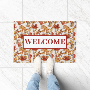 Rustic Autumn Leaf Welcome Doormat