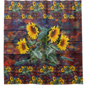 Rustic Autumn Leaves and Sunflowers