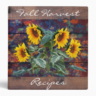 Rustic Autumn Leaves and Sunflowers Binder