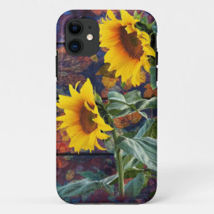 Rustic Autumn Leaves and Sunflowers iPhone 11 Case