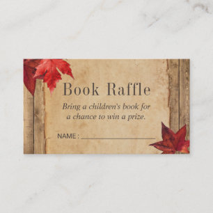 Rustic Autumn Leaves Book Raffle Tickets Enclosure Card