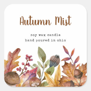 Rustic Autumn Leaves Candle Cosmetics Square Sticker