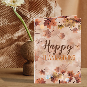 Rustic Autumn Leaves Custom Family Thanksgiving Card