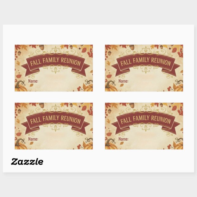 Rustic Autumn Leaves Fall Family Reunion Sticker (Sheet)