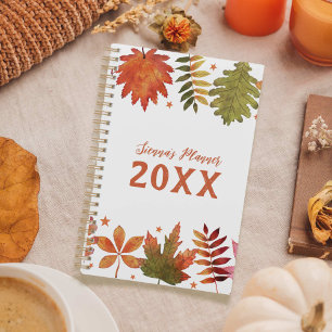 Rustic Autumn Leaves Fall Foliage Watercolor Planner