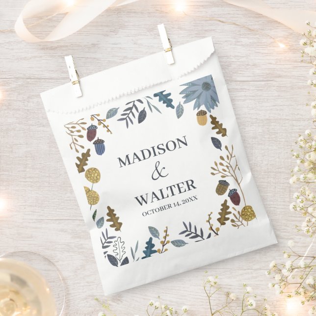 Rustic autumn leaves fall wedding table number nap favour bag (Clipped)