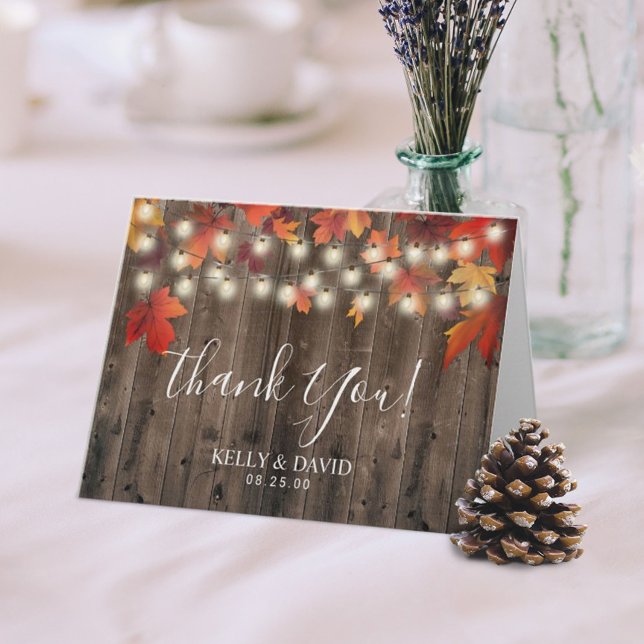 Rustic Autumn Leaves Fall Wedding Thank You Card (Creator Uploaded)
