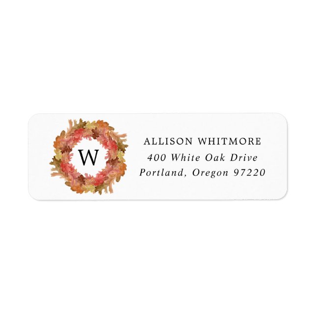 Rustic Autumn Leaves Fall Wreath Monogram (Front)