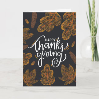 Rustic Autumn Leaves Happy Thanksgiving Card