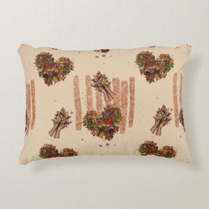 Rustic Autumn Leaves Heart Pattern – Fall Vibes Accent Pillow