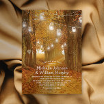 Rustic Autumn Leaves Mason Jar Lights Wedding Invitation<br><div class="desc">Fall woodland wedding invitations featuring a rustic autumn woodland with trees covered in red, orange and yellow leaves, a carved heart with your initials, string twinkle mason jar lights and a modern wedding text template. For further customization, please click the "personalize" button to modify this template. All text style, colours,...</div>