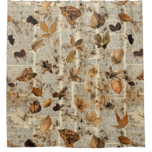 Rustic Autumn Leaves on Vintage Newspaper