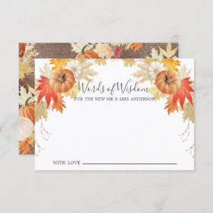 Rustic Autumn Leaves Pumpkins  Words of Wisdom Invitation