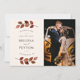 Rustic Autumn Leaves Save the Date