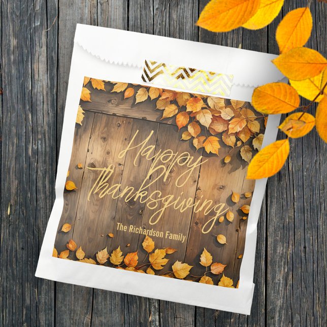Rustic Autumn Leaves Thanksgiving Dinner Favour Bag (Creator Uploaded)
