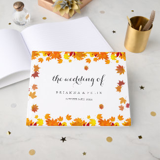 Rustic Autumn Leaves Wedding Guest Book