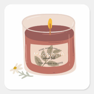 Rustic Autumn Magnolia Candle  Square Sticker