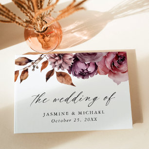 Rustic Autumn Marsala Floral Wedding Guest Book