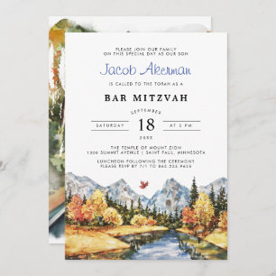 Rustic Autumn Mountain Bar Mitzvah Invitation