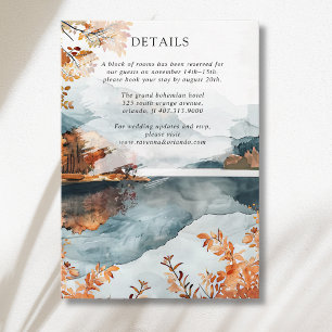 Rustic Autumn Mountain Lake Fall Wedding Details Enclosure Card