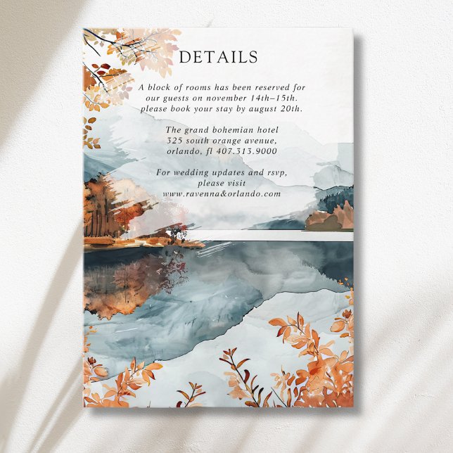Rustic Autumn Mountain Lake Fall Wedding Details Enclosure Card (Creator Uploaded)