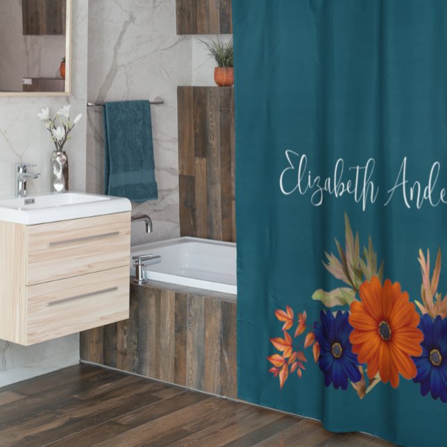 Rustic Autumn Orange Navy Blue Floral (Creator Uploaded)