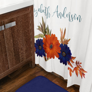 Rustic Autumn Orange Navy Blue Floral