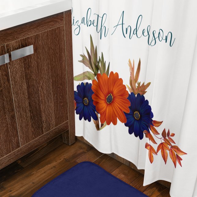Rustic Autumn Orange Navy Blue Floral (Creator Uploaded)