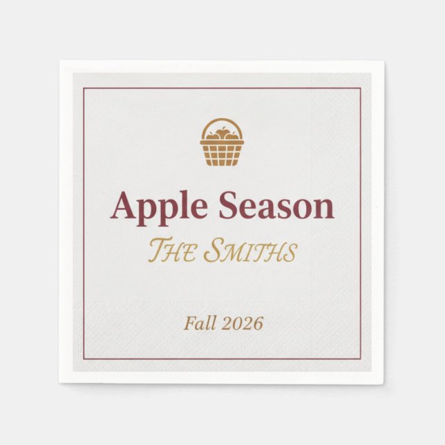 Rustic Autumn Orchard Apple Picking Picnic Napkins (Front)