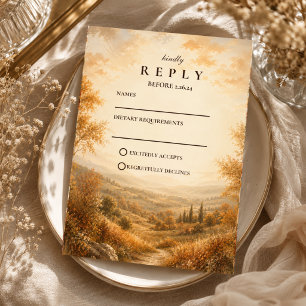 Rustic Autumn Outdoor Wedding RSVP Card