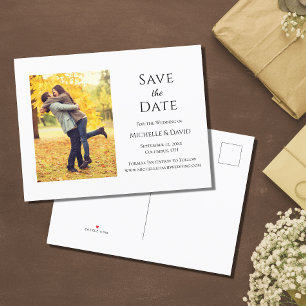 Rustic Autumn Photo Wedding Save The Date  Announcement Postcard