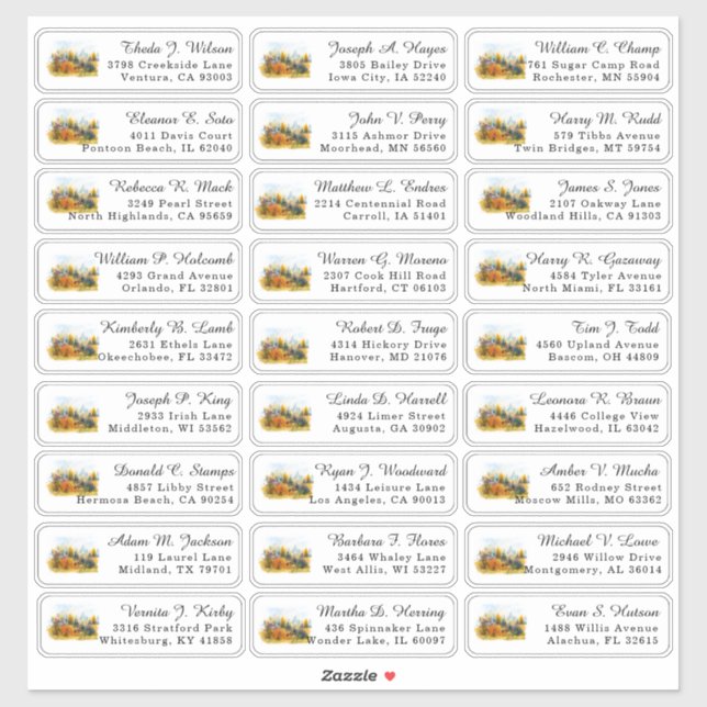 Rustic Autumn Pine Wedding Guest Address Labels (Sheet)