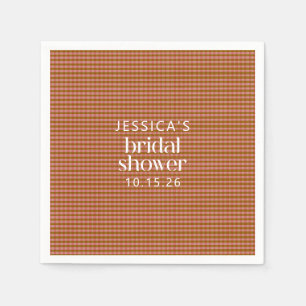 Rustic Autumn Plaid Geometric Custom Bridal Shower Napkin
