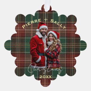 Rustic Autumn Plaid Ornament Card