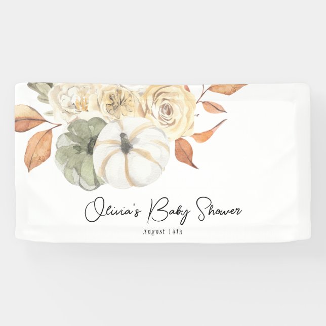 Rustic Autumn Pumpkin Baby Shower Banner (Horizontal)