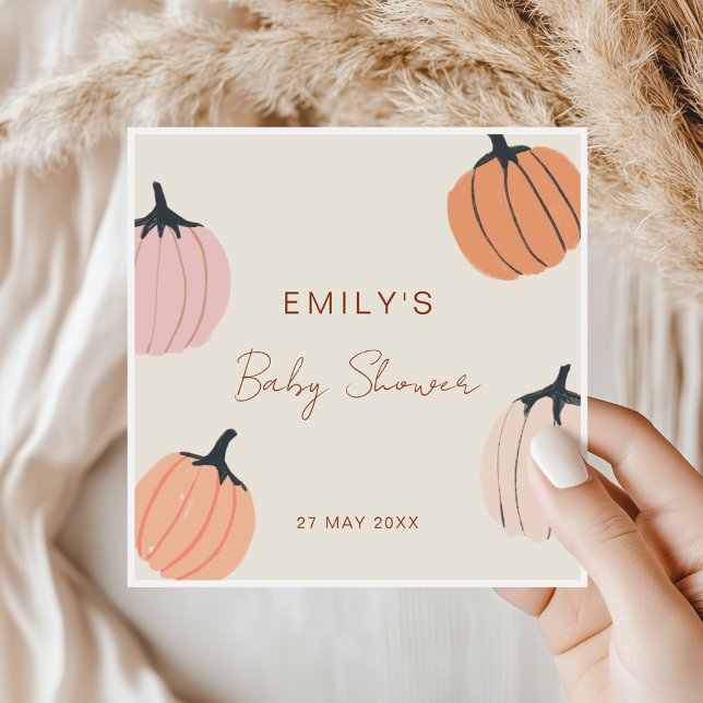 Rustic Autumn Pumpkin Baby Shower Napkin (Creator Uploaded)
