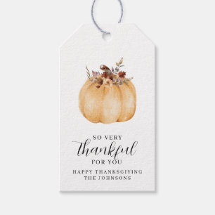 Rustic Autumn Pumpkin Farmhouse Buffalo Check Gift Tags