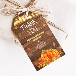 Rustic Autumn Pumpkin Patch Birthday Favour Tags