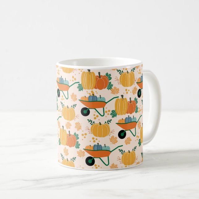 Rustic Autumn Pumpkins and Garden Charm Coffee Mug (Front Right)