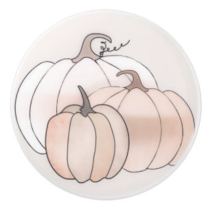 Rustic Autumn Pumpkins Ceramic Knob