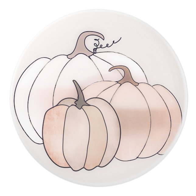 Rustic Autumn Pumpkins   Ceramic Knob (Front)