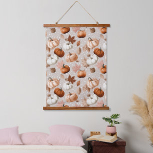 Rustic Autumn Pumpkins & Fall Leaves (2) Hanging Tapestry
