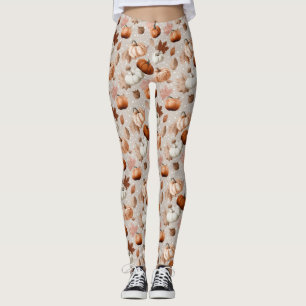 Rustic Autumn Pumpkins & Fall Leaves (2) Leggings